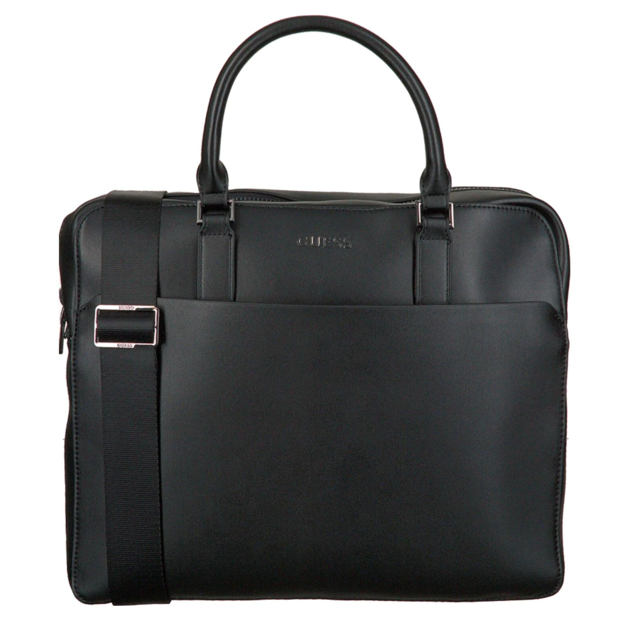 Guess, Scala, Ecological leather, Textile Briefcase, Computer, Black, 36 x 29 x 9 cm, For Men.